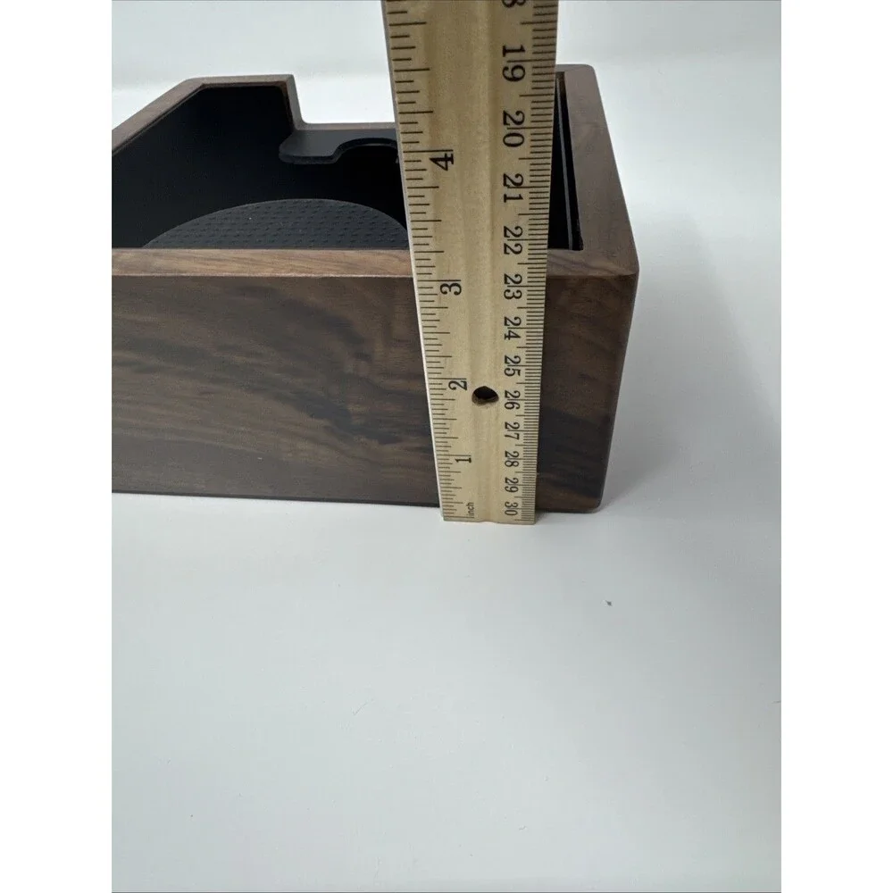Rosewood Espresso Knock Box Portafilter Tamping Stand with Shock-Absorbing.